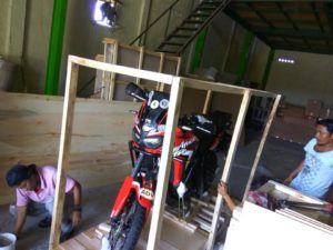 Motorbike crating begins